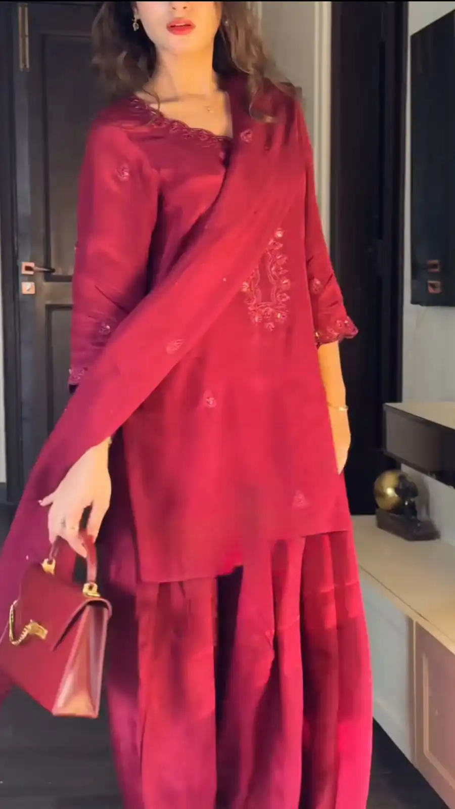TC 5868 Red Chinon silk Salwar Suit. Perfect for Wedding, Party, Bridal Wear, Makar Sankranti, Karwa Chauth – R Affordable Price ₹1949. Delivery 4-6 Wor | Casual Suits, Jump Suits, Tops & Bottoms, Track Suits, Trendy Wear, Creative suits, Designer Suits, Palazzo Suits, Party Wear Suits, Patiala Suits, Salwar suit, Straight Suits