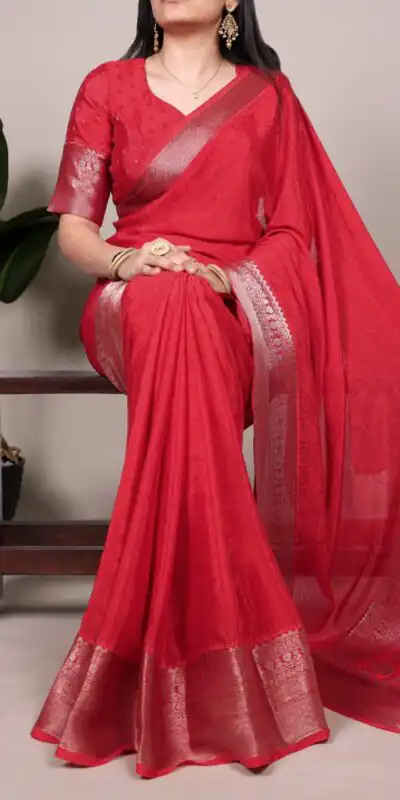 YNF 7916 Red Chinon Saree with Zari Work. Wedding, Party, Festive, Events Festive Deal ₹1699. Delivery 4-6 Working Days. Shop now. | Creative Sarees, Embroidered Sarees, Bollywood Sarees, Designer Sarees, Ethnic Saree, Modern Digital sarees, Party Wear Sarees, Sarees