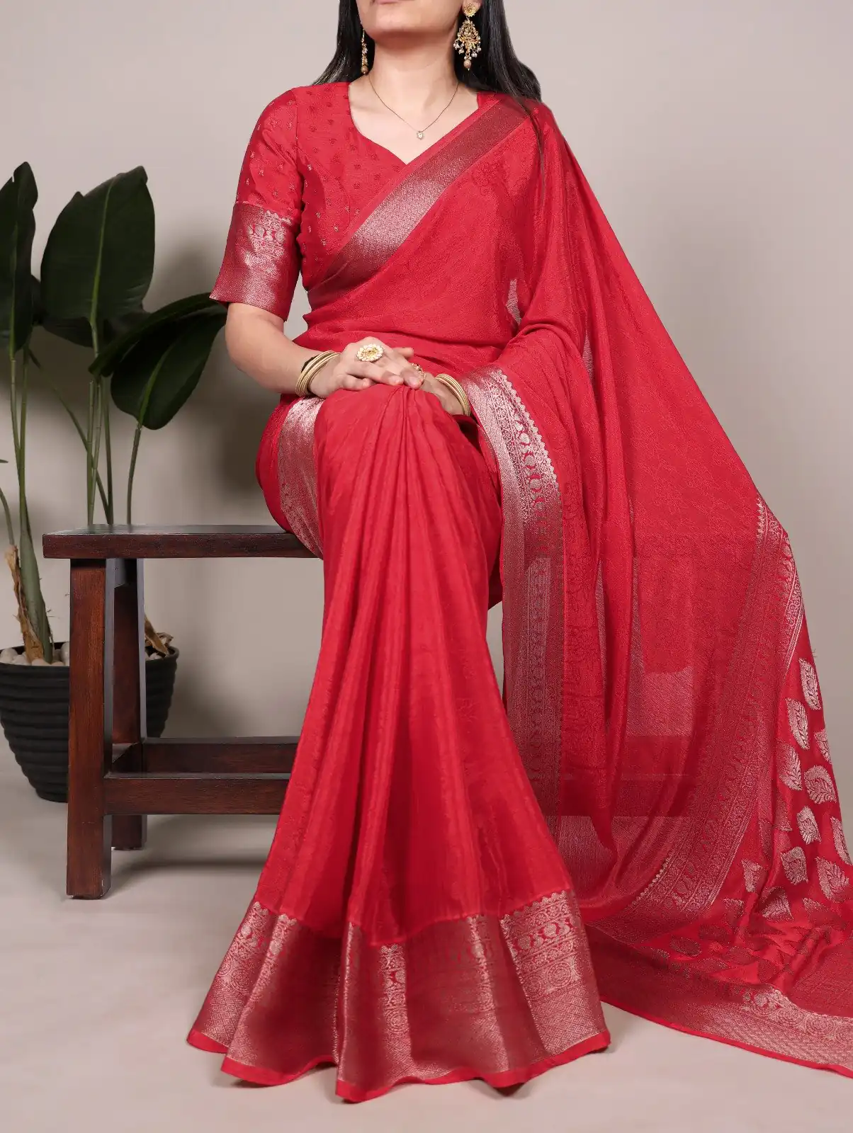 YNF 7916 Red Chinon Saree with Zari Work. Wedding, Party, Festive, Events Festive Deal ₹1699. Delivery 4-6 Working Days. Shop now. | Creative Sarees, Embroidered Sarees, Bollywood Sarees, Designer Sarees, Ethnic Saree, Modern Digital sarees, Party Wear Sarees, Sarees