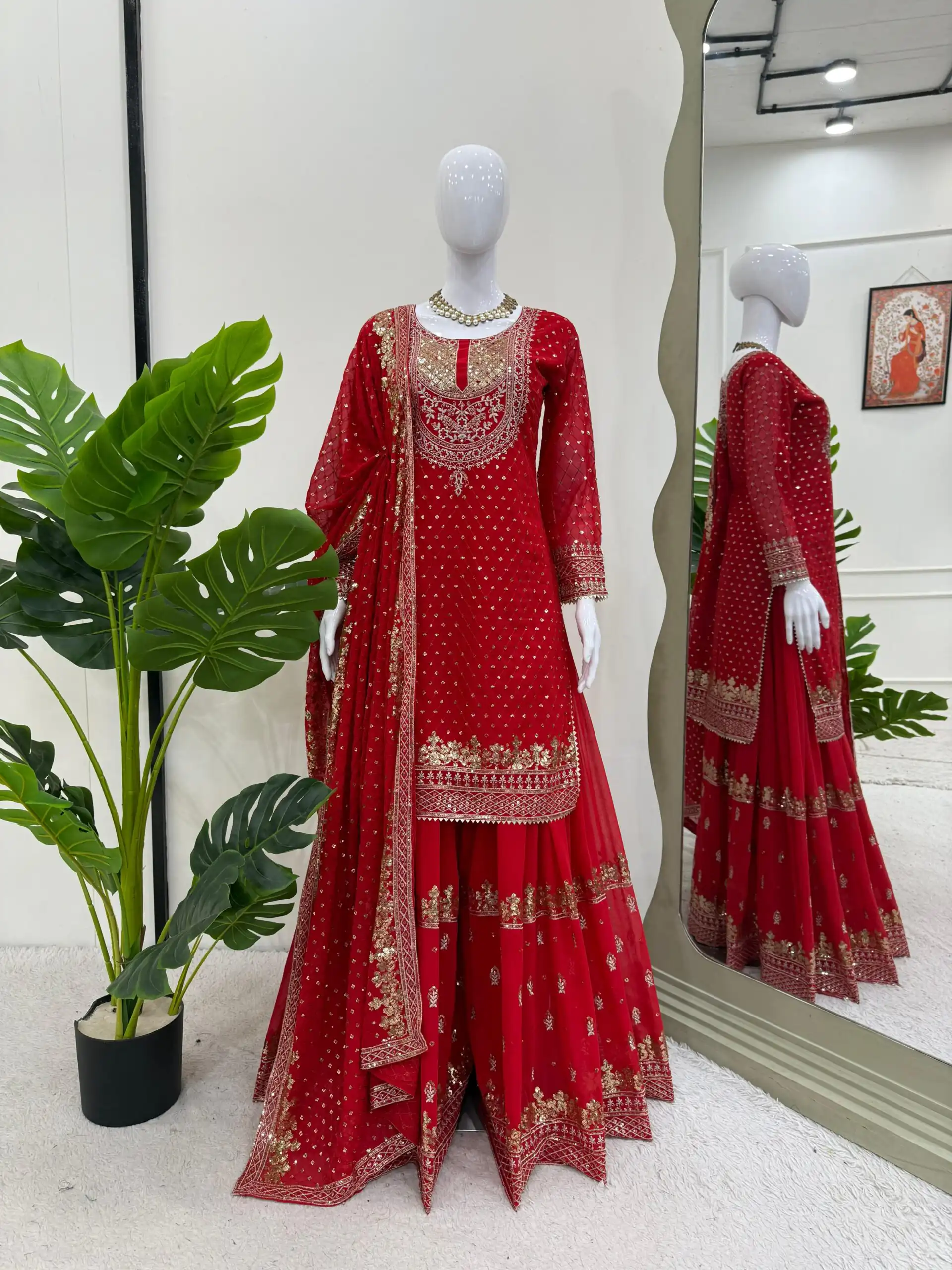 RTC 5899 Red Color Faux Georgette Salwar Suit with Lace Work. Exclusive Offer ₹2599. Delivery 4-6 Working Days. Shop now. | Casual Suits, Jump Suits, Tops & Bottoms, Track Suits, Trendy Wear, Creative suits, Designer Suits, Palazzo Suits, Party Wear Suits, Patiala Suits, Salwar suit, Straight Suits