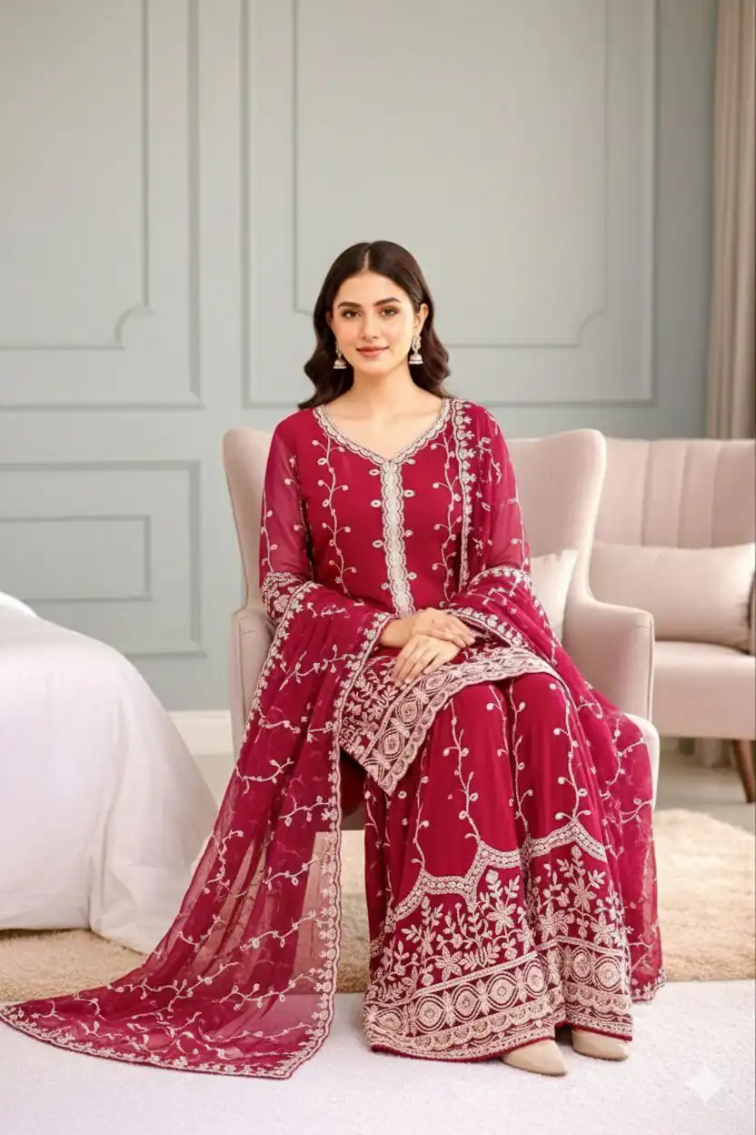 SSR 533 Red Color Fendy Silk Salwar Suit with Embroidery Work. Affordable Price ₹2149. Delivery 4-6 Working Days. Shop now. | Casual Suits, Jump Suits, Creative suits, Designer Suits, Palazzo Suits, Party Wear Suits, Patiala Suits, Salwar suit, Straight Suits