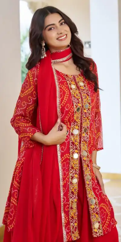 Ram 148 Red in Georgette Badhani print Embroidery Work & Mirror Work Salwar Suit . Exclusive Offer ₹2149. Delivery 4-6 Working Days. Shop now. | Casual Suits, Jump Suits, Tops & Bottoms, Track Suits, Trendy Wear, Creative suits, Designer Suits, Palazzo Suits, Party Wear Suits, Patiala Suits, Salwar suit, Straight Suits