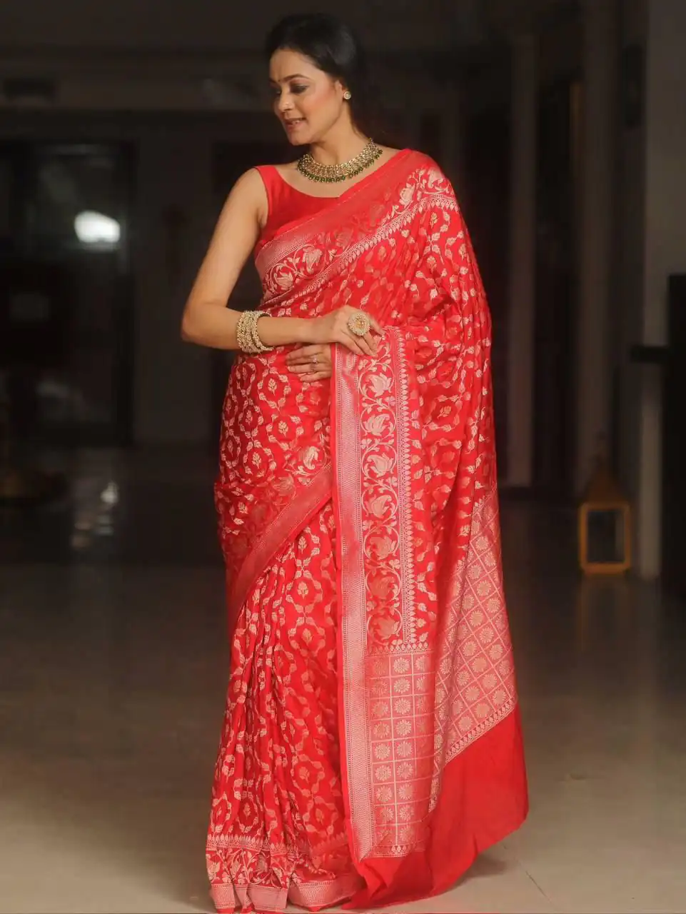 KPR 277 Red in Soft Lichi Silk Lace Border & Lace Work Saree . Available at ₹1299 only. Delivery 4-6 Working Days. Shop now. | Creative Sarees, Embroidered Sarees, Bollywood Sarees, Designer Sarees, Ethnic Saree, Modern Digital sarees, Party Wear Sarees, Sarees