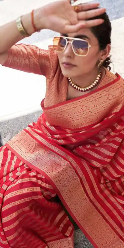 KPR 232 Red Soft Lichi Silk Saree Perfect for Wedding, Party, Anniversary, Sangeet, Baby Shower – . Now at just ₹1399. Delivery 4-6 Working Days. Shop n | Creative Sarees, Embroidered Sarees, Bollywood Sarees, Designer Sarees, Ethnic Saree, Modern Digital sarees, Party Wear Sarees, Sarees