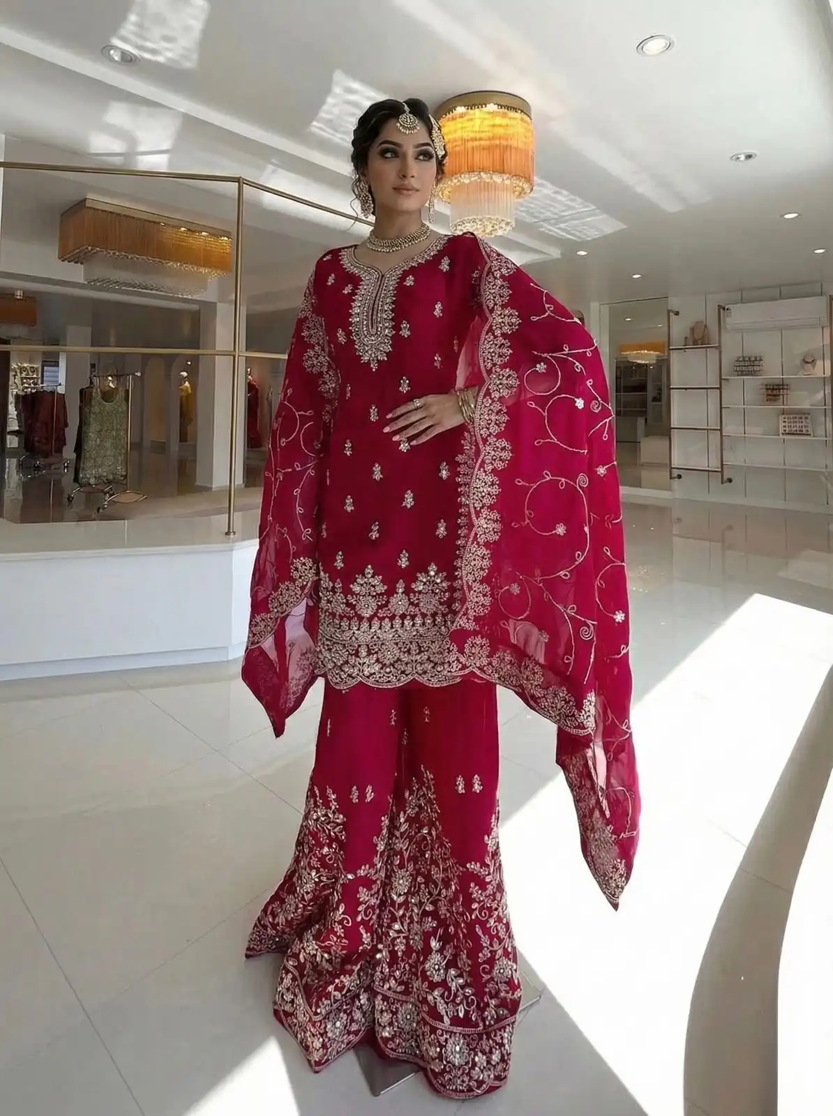 SRK 5319 Red in Organza Silk Embroidery Work & Lace Work Salwar Suit . Now at just ₹2549. Delivery 4-6 Working Days. Shop now. | Casual Suits, Jump Suits, Tops & Bottoms, Track Suits, Trendy Wear, Creative suits, Designer Suits, Palazzo Suits, Party Wear Suits, Patiala Suits, Salwar suit, Straight Suits