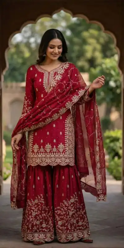 SRK 5319 Red in Organza Silk Embroidery Work & Lace Work Salwar Suit . Now at just ₹2549. Delivery 4-6 Working Days. Shop now. | Casual Suits, Jump Suits, Tops & Bottoms, Track Suits, Trendy Wear, Creative suits, Designer Suits, Palazzo Suits, Party Wear Suits, Patiala Suits, Salwar suit, Straight Suits