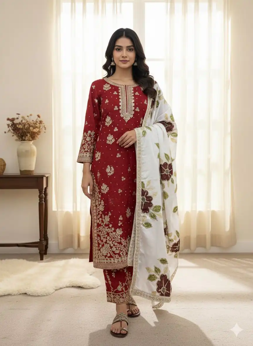 SRK 5315 Red Organza SILK Salwar Suit Perfect for Wedding, Party, Lohri, Ethnic Day, Eid – . Affordable Price ₹2499. Delivery 4-6 Working Days. | Casual Suits, Jump Suits, Tops & Bottoms, Track Suits, Trendy Wear, Creative suits, Designer Suits, Palazzo Suits, Party Wear Suits, Patiala Suits, Salwar suit, Straight Suits