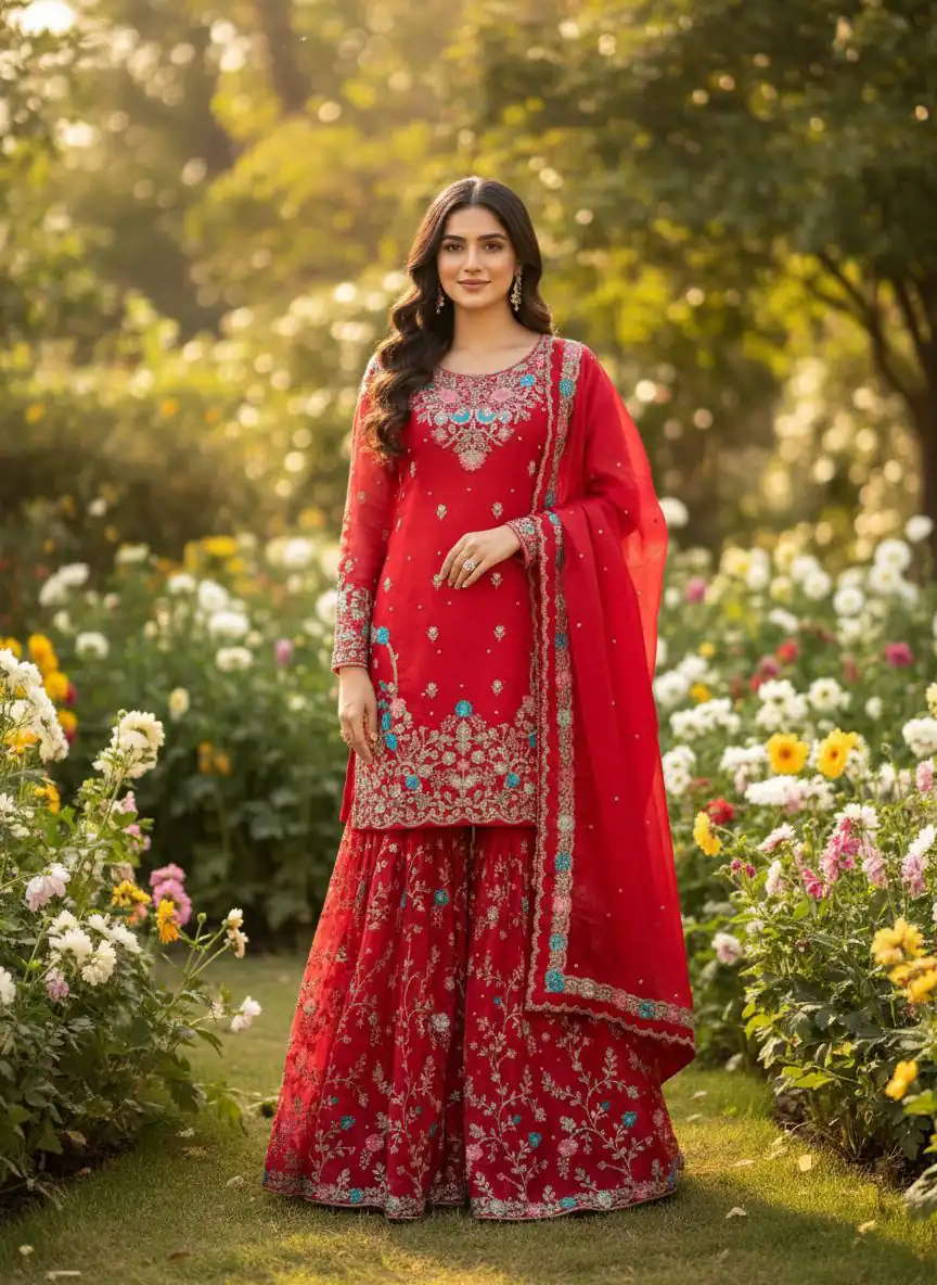 RTC 5956 Red Organza Silk Salwar Suit Perfect for Wedding, Party, Mehendi, Lohri, Housewarming – . Special Price ₹3049. Delivery 4-6 Working Days. | Casual Suits, Jump Suits, Tops & Bottoms, Track Suits, Trendy Wear, Creative suits, Designer Suits, Palazzo Suits, Party Wear Suits, Patiala Suits, Salwar suit, Straight Suits