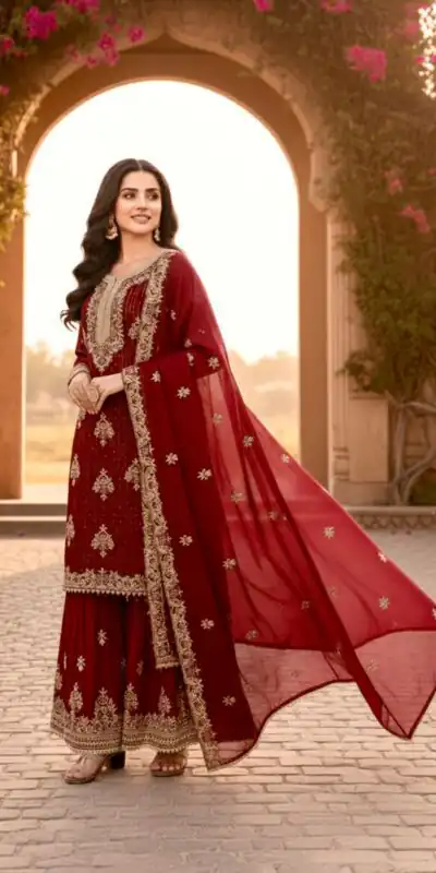 AD 219 Red in Pure Organza Silk Embroidery Work & Cut Work Salwar Suit . Exclusive Offer ₹2499. Delivery 4-6 Working Days. Shop now. | Casual Suits, Jump Suits, Tops & Bottoms, Track Suits, Trendy Wear, Creative suits, Designer Suits, Palazzo Suits, Party Wear Suits, Patiala Suits, Salwar suit, Straight Suits