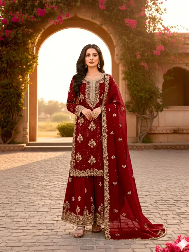 AD 219 Red in Pure Organza Silk Embroidery Work & Cut Work Salwar Suit . Exclusive Offer ₹2499. Delivery 4-6 Working Days. Shop now. | Casual Suits, Jump Suits, Tops & Bottoms, Track Suits, Trendy Wear, Creative suits, Designer Suits, Palazzo Suits, Party Wear Suits, Patiala Suits, Salwar suit, Straight Suits