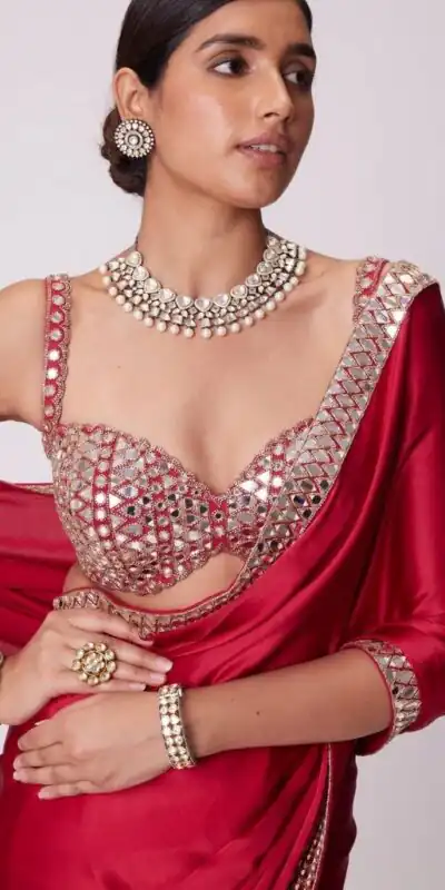 JR 637 Red Rangoli Silk Saree with Mirror Work & Embroidery Work. Exclusive Offer ₹1799. Delivery 4-6 Working Days. Shop now. | Creative Sarees, Embroidered Sarees, Bollywood Sarees, Designer Sarees, Ethnic Saree, Modern Digital sarees, Party Wear Sarees, Sarees