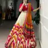 Red Taser Silk Printed Lehenga Choli