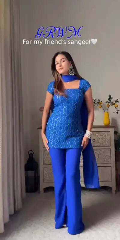 KD 1543 Royal Blue Faux Georgette Salwar Suit with Designer Work. Introductory Price ₹1949. Delivery 4-6 Working Days. Shop now. | Casual Suits, Jump Suits, Tops & Bottoms, Track Suits, Trendy Wear, Creative suits, Designer Suits, Palazzo Suits, Party Wear Suits, Patiala Suits, Salwar suit, Straight Suits