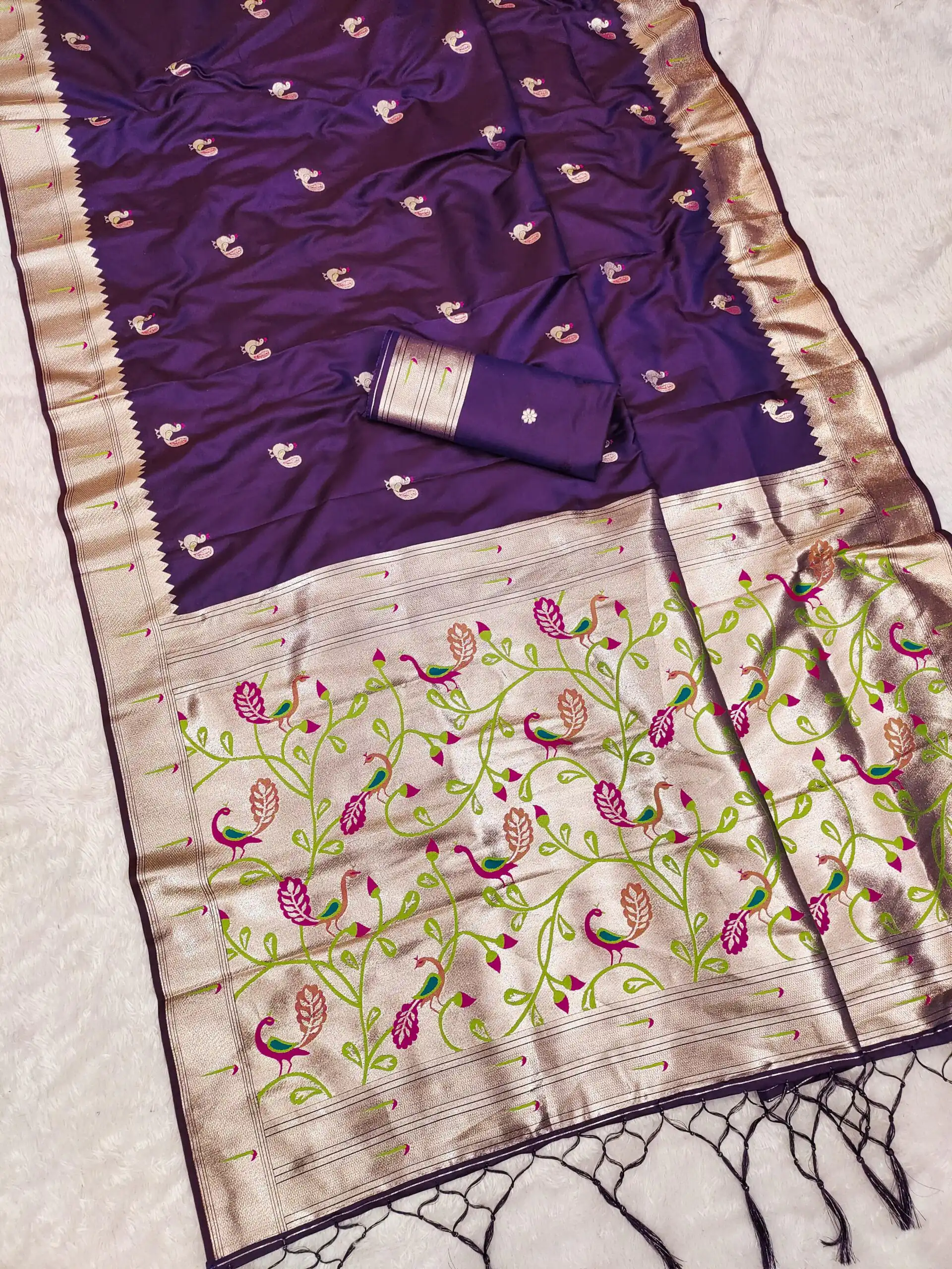 MB 389 Royal Purple Soft Paithani Silk Saree with Lace Work & Zari Work. Affordable Price ₹2049. Delivery 4-6 Working Days. Shop now. | Creative Sarees, Embroidered Sarees, Bollywood Sarees, Designer Sarees, Ethnic Saree, Modern Digital sarees, Party Wear Sarees, Sarees