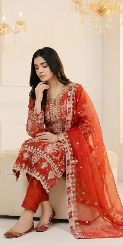 SRK 5321 Rust Crunchy Silk Salwar Suit Perfect for Wedding, Party, Eid, Sangeet, Cultural Events – . Exclusive Offer ₹2499. Delivery 4-6 Working Days. | Casual Suits, Jump Suits, Creative suits, Designer Suits, Palazzo Suits, Party Wear Suits, Patiala Suits, Salwar suit, Straight Suits