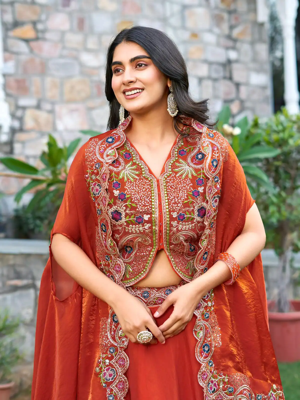 Ram 141 Rust Fendy Silk Lehenga Choli with Embroidery Work. Available at ₹3099 only. Delivery 4-6 Working Days. Shop now. | Bollywood Lehenga, Creative Lehenga, Designer Lehenga, Embroidered Lehenga, Lehenga, Party Wear Lehenga