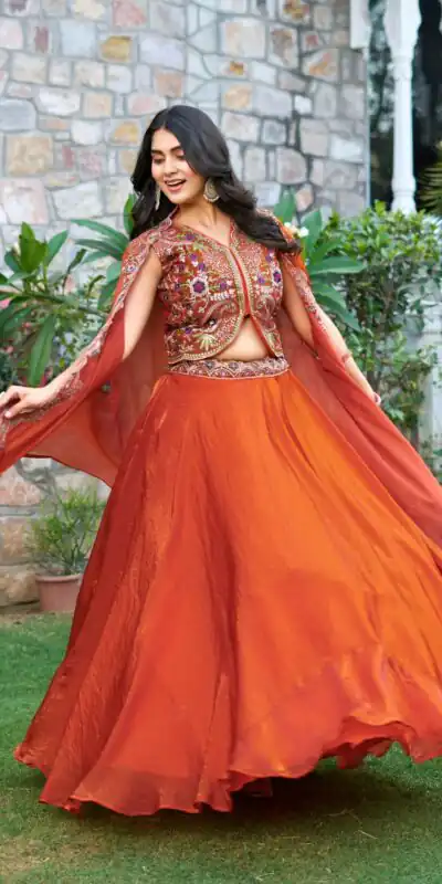Ram 141 Rust Fendy Silk Lehenga Choli with Embroidery Work. Available at ₹3099 only. Delivery 4-6 Working Days. Shop now. | Bollywood Lehenga, Creative Lehenga, Designer Lehenga, Embroidered Lehenga, Lehenga, Party Wear Lehenga