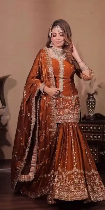 SSR 533 Rust Color Fendy Silk Salwar Suit with Embroidery Work. Affordable Price ₹2149. Delivery 4-6 Working Days. Shop now. | Casual Suits, Jump Suits, Creative suits, Designer Suits, Palazzo Suits, Party Wear Suits, Patiala Suits, Salwar suit, Straight Suits