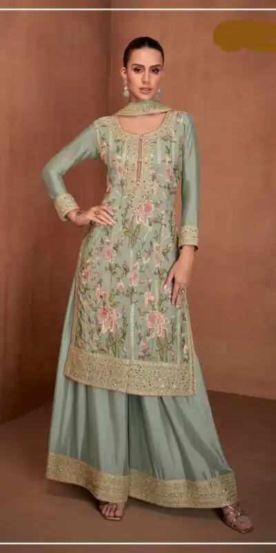 FC 7478 Sea Green in Chinon Embroidery Work Salwar Suit . Special Price ₹3099. Wedding, Party, Festive, Events, Delivery 4-6 Working Days. Shop now. | Casual Suits, Jump Suits, Tops & Bottoms, Track Suits, Trendy Wear, Creative suits, Designer Suits, Palazzo Suits, Party Wear Suits, Patiala Suits, Salwar suit, Straight Suits