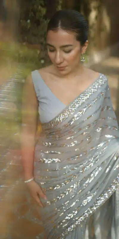 JR 635 Silver Georgette Saree with Lace Work & Embroidery Work. Exclusive Offer ₹1949. Delivery 4-6 Working Days. Shop now. | Creative Sarees, Bollywood Sarees, Designer Sarees, Embroidered Sarees, Ethnic Saree, Modern Digital sarees, Party Wear Sarees, Sarees