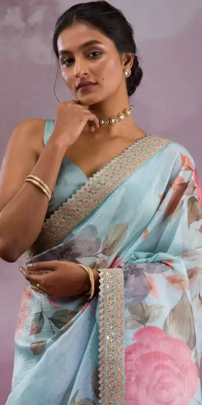 ANX Ritika Sky Blue Chinon Silk Saree Perfect for Wedding, Party, Sangeet, Reception, Onam – . Special Price ₹1899. Delivery 4-6 Working Days. Shop now. | Creative Sarees, Embroidered Sarees, Bollywood Sarees, Designer Sarees, Ethnic Saree, Modern Digital sarees, Party Wear Sarees, Sarees