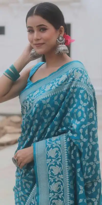 KPR 277 Sky Blue in Soft Lichi Silk Lace Border & Lace Work Saree . Available at ₹1299 only. Delivery 4-6 Working Days. Shop now. | Creative Sarees, Embroidered Sarees, Bollywood Sarees, Designer Sarees, Ethnic Saree, Modern Digital sarees, Party Wear Sarees, Sarees