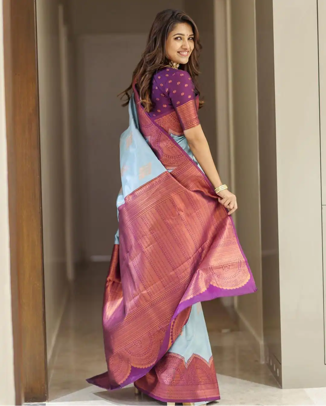 KPR 133 Sky Blue Color Soft Lichi Silk Saree with Designer Work. Exclusive Offer ₹1399. Delivery 4-6 Working Days. Shop now. | Creative Sarees, Embroidered Sarees, Bollywood Sarees, Designer Sarees, Ethnic Saree, Modern Digital sarees, Party Wear Sarees, Sarees