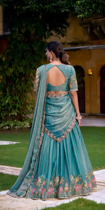 LNB 1450 Sky Blue in Zari Shimmer Embroidery Work & Zari Work Lehenga Choli . Grab it for ₹3599. Delivery 4-6 Working Days. Shop now. | Bollywood Lehenga, Creative Lehenga, Designer Lehenga, Embroidered Lehenga, Lehenga, Party Wear Lehenga