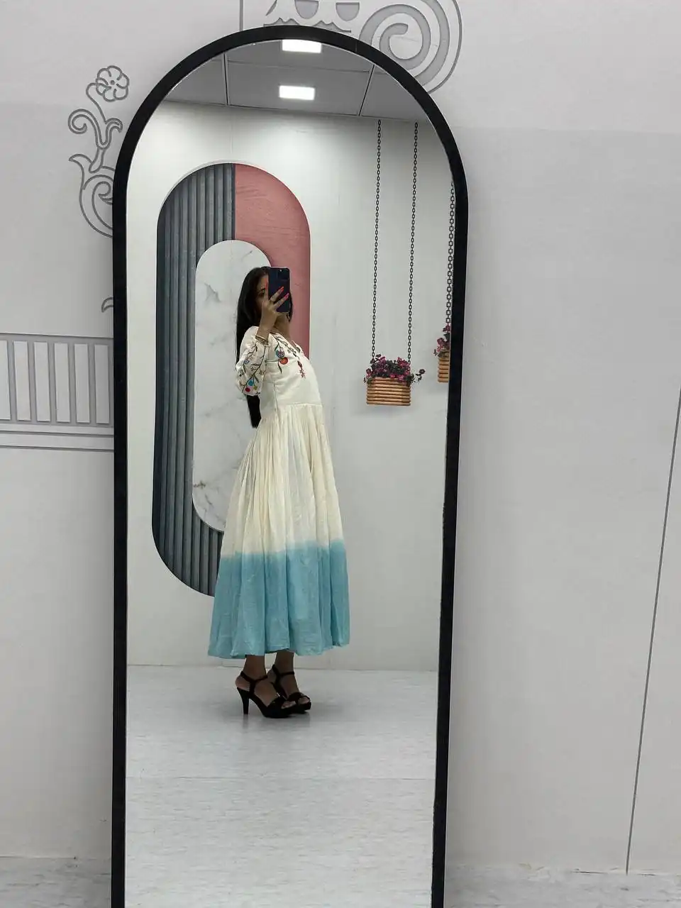 PC 526 Sky Blue Soft Cotton Gown with Embroidery Work. Wedding, Party, Festive, Events, Best Price ₹1749. Delivery 4-6 Working Days. Shop now. | Bollywood Gowns, Creative Gowns, Designer Gowns, Embroidered Gowns, Gowns, Party Wear Gowns