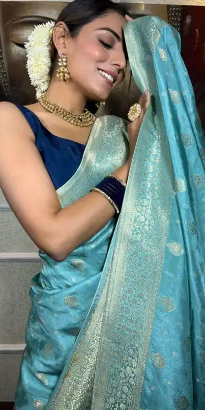 KPR 210 Sky Blue Soft Lichi Silk Saree with Lace Work & Lace Border. Special Price ₹1399. Delivery 4-6 Working Days. Shop now. | Creative Sarees, Embroidered Sarees, Bollywood Sarees, Designer Sarees, Ethnic Saree, Modern Digital sarees, Party Wear Sarees, Sarees