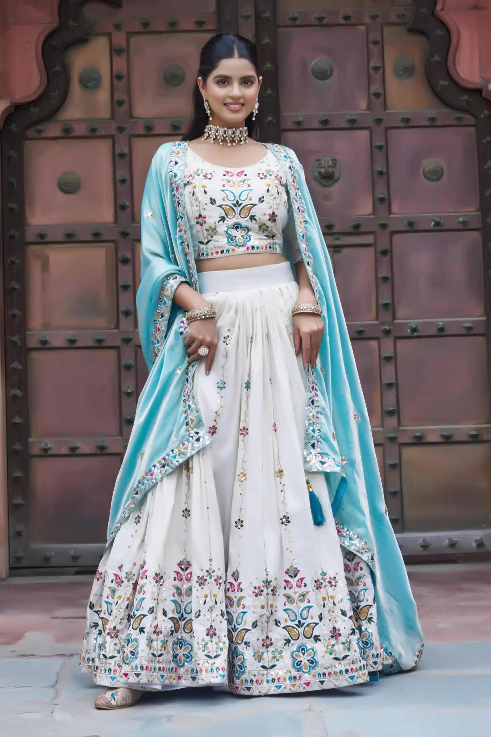 Ram 144 Sky Blue in Pure Tissue silk Embroidery Work Lehenga Choli . Available at ₹3349 only. Delivery 4-6 Working Days. Shop now. | Bollywood Lehenga, Creative Lehenga, Designer Lehenga, Embroidered Lehenga, Lehenga, Party Wear Lehenga