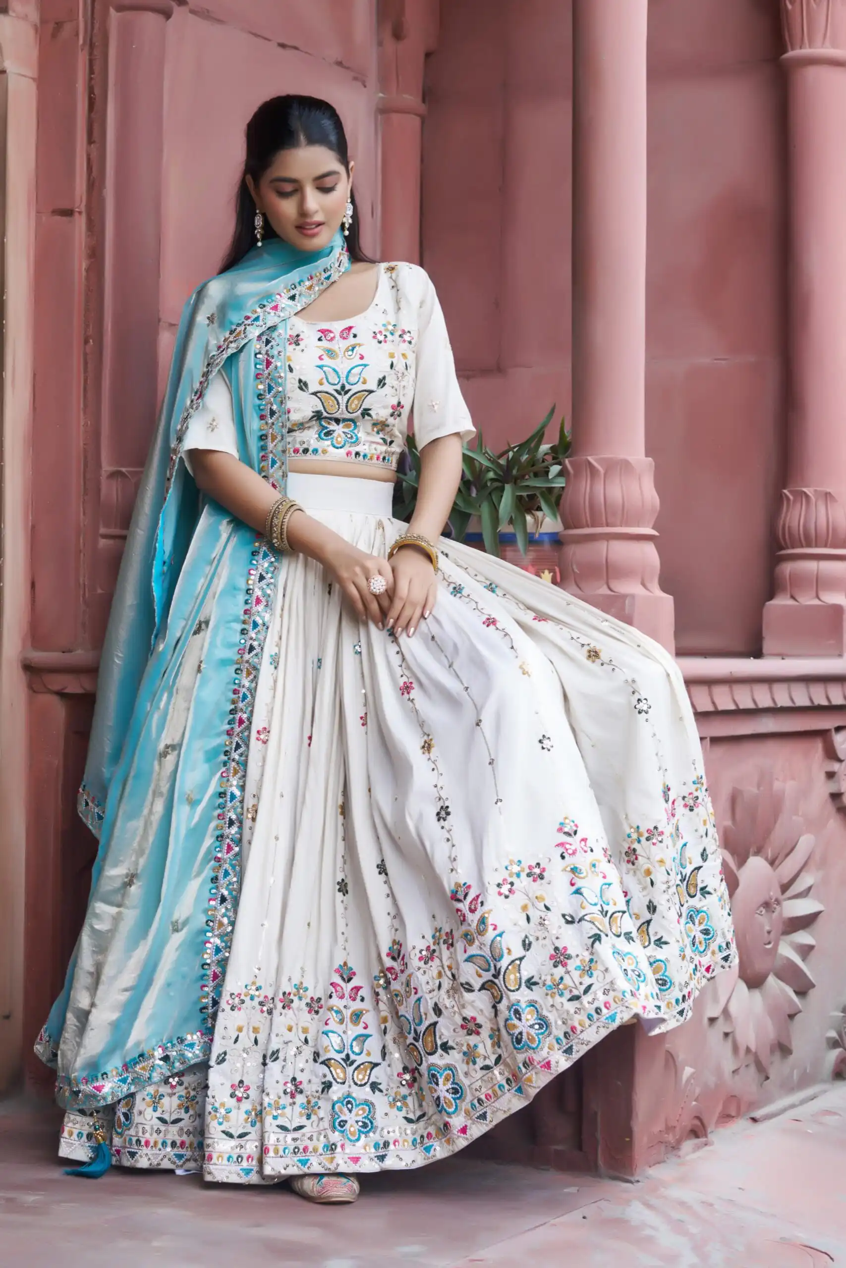 Ram 144 Sky Blue in Pure Tissue silk Embroidery Work Lehenga Choli . Available at ₹3349 only. Delivery 4-6 Working Days. Shop now. | Bollywood Lehenga, Creative Lehenga, Designer Lehenga, Embroidered Lehenga, Lehenga, Party Wear Lehenga