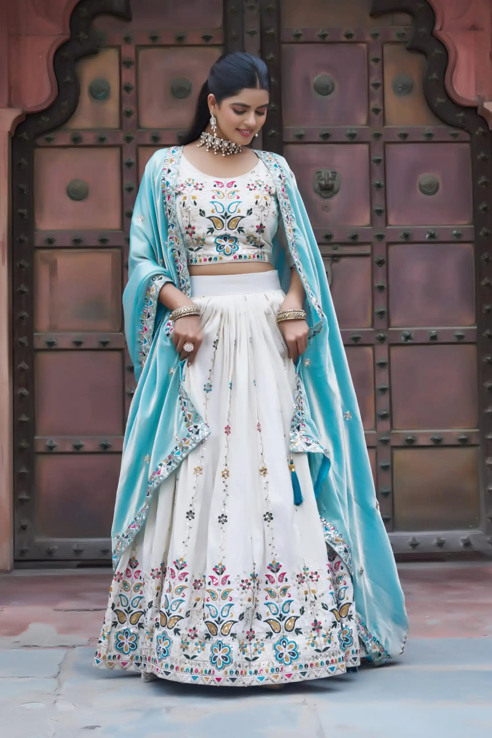Ram 144 Sky Blue in Pure Tissue silk Embroidery Work Lehenga Choli . Available at ₹3349 only. Delivery 4-6 Working Days. Shop now. | Bollywood Lehenga, Creative Lehenga, Designer Lehenga, Embroidered Lehenga, Lehenga, Party Wear Lehenga