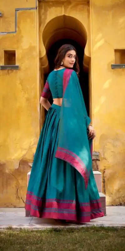 LNB 1901 Teal Pure Chanderi Lehenga Choli with Embroidery Work & Thread Embroidery. Introductory Price ₹2399. Delivery 4-6 Working Days. Shop now. | Bollywood Lehenga, Creative Lehenga, Designer Lehenga, Embroidered Lehenga, Lehenga, Party Wear Lehenga