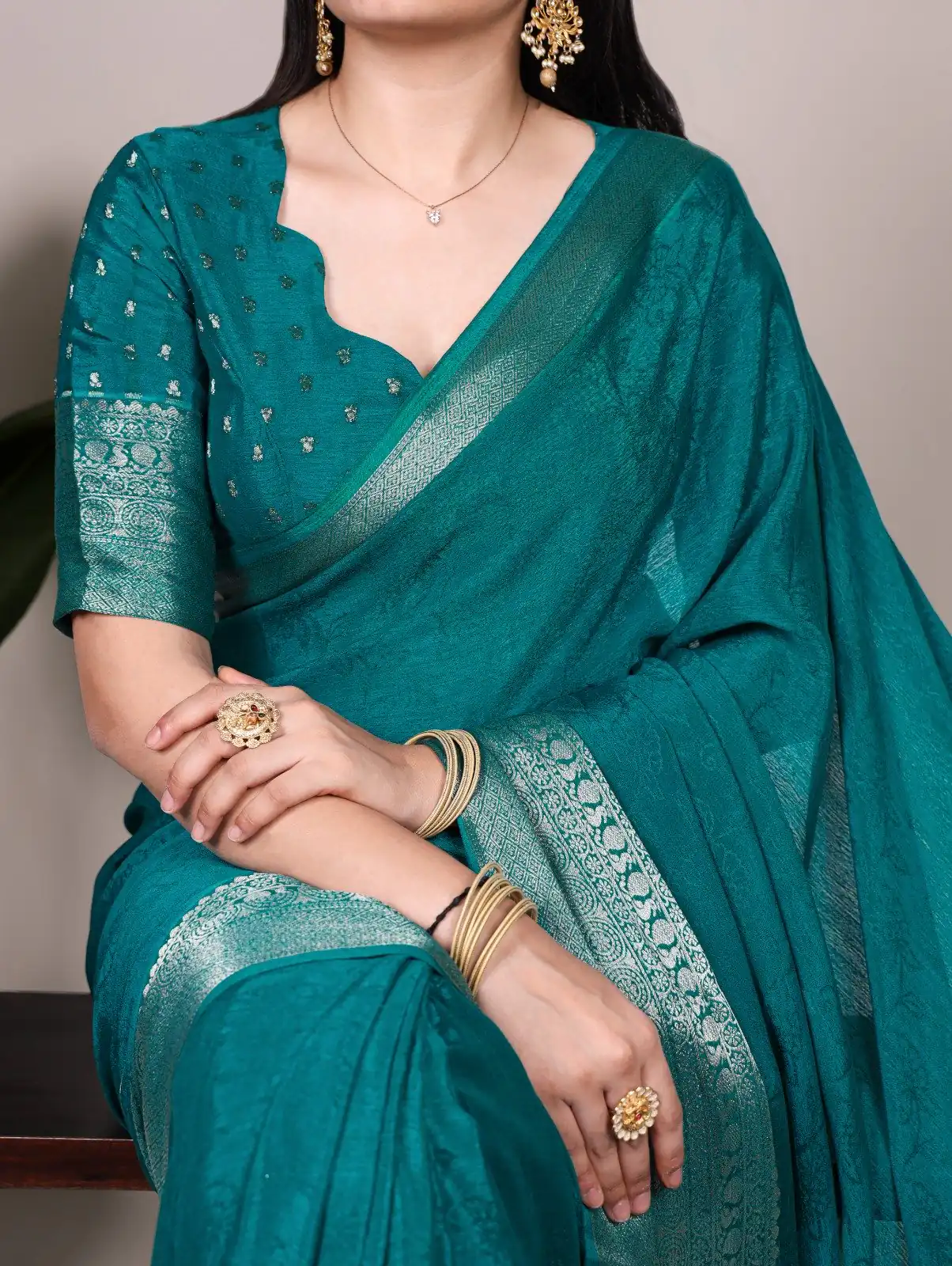 YNF 7916 Teal Chinon Saree with Zari Work. Wedding, Party, Festive, Events Festive Deal ₹1699. Delivery 4-6 Working Days. Shop now. | Creative Sarees, Embroidered Sarees, Bollywood Sarees, Designer Sarees, Ethnic Saree, Modern Digital sarees, Party Wear Sarees, Sarees