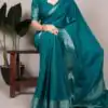 YNF 7916 Teal Chinon Saree with Zari Work. Wedding, Party, Festive, Events Festive Deal ₹1699. Delivery 4-6 Working Days. Shop now. | Creative Sarees, Embroidered Sarees, Bollywood Sarees, Designer Sarees, Ethnic Saree, Modern Digital sarees, Party Wear Sarees, Sarees