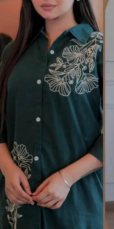 INLI Style-Up Teal Color Cotton Slub Kurti with Embroidery Work. Affordable Price ₹1499. Delivery 4-6 Working Days. Shop now. | Bollywood Kurti, Creative Kurtis, Designer Kurti, Kurti, Party Wear Kurti, Selfie Kurti