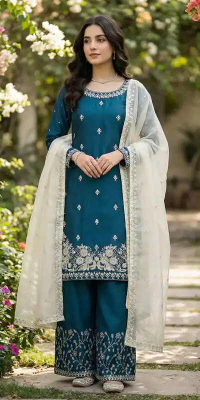 Teal Organza Silk Salwar Suit ZSR 3157 Maroon with Lace Work & Embroidery Work. Introductory Price ₹2149. Delivery 4-6 Working Days. Shop now. | Casual Suits, Jump Suits, Tops & Bottoms, Track Suits, Trendy Wear, Creative suits, Designer Suits, Palazzo Suits, Party Wear Suits, Patiala Suits, Salwar suit, Straight Suits