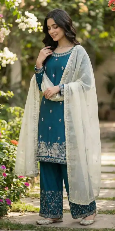 Teal Organza Silk Salwar Suit ZSR 3157 Maroon with Lace Work & Embroidery Work. Introductory Price ₹2149. Delivery 4-6 Working Days. Shop now. | Casual Suits, Jump Suits, Tops & Bottoms, Track Suits, Trendy Wear, Creative suits, Designer Suits, Palazzo Suits, Party Wear Suits, Patiala Suits, Salwar suit, Straight Suits