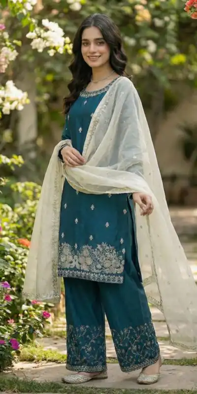 Teal Organza Silk Salwar Suit ZSR 3157 Maroon with Lace Work & Embroidery Work. Introductory Price ₹2149. Delivery 4-6 Working Days. Shop now. | Casual Suits, Jump Suits, Tops & Bottoms, Track Suits, Trendy Wear, Creative suits, Designer Suits, Palazzo Suits, Party Wear Suits, Patiala Suits, Salwar suit, Straight Suits