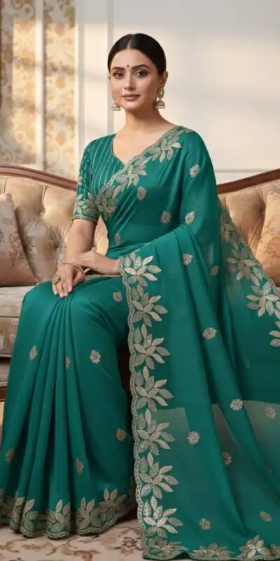 JR 656 Teal Soft Organza Silk Saree Perfect for Wedding, Party, Durga Puja, Baisakhi, Temple Visit – . Affordable Price ₹1799. Delivery 4-6 Working D | Creative Sarees, Embroidered Sarees, Bollywood Sarees, Designer Sarees, Ethnic Saree, Modern Digital sarees, Party Wear Sarees, Sarees