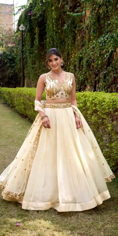 LNB 1445 White Chanda Silk Lehenga Choli with Sequins Work & Embroidery Work. Grab it for ₹3399. Delivery 4-6 Working Days. Shop now. | Bollywood Lehenga, Creative Lehenga, Designer Lehenga, Embroidered Lehenga, Lehenga, Party Wear Lehenga