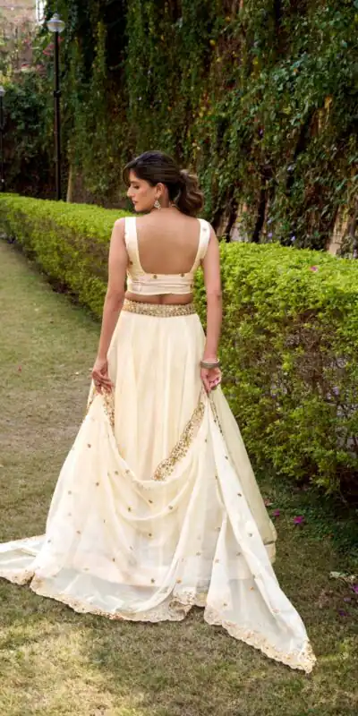 LNB 1445 White Chanda Silk Lehenga Choli with Sequins Work & Embroidery Work. Grab it for ₹3399. Delivery 4-6 Working Days. Shop now. | Bollywood Lehenga, Creative Lehenga, Designer Lehenga, Embroidered Lehenga, Lehenga, Party Wear Lehenga