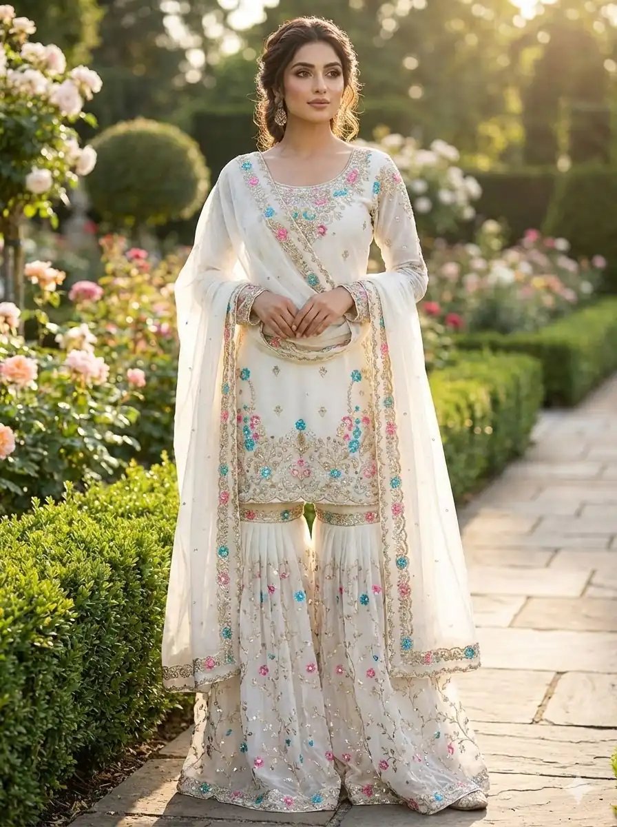 RTC 5956 White Organza Silk Salwar Suit Perfect for Wedding, Party, Mehendi, Lohri, Housewarming – . Special Price ₹3049. Delivery 4-6 Working Days. | Casual Suits, Jump Suits, Tops & Bottoms, Track Suits, Trendy Wear, Creative suits, Designer Suits, Palazzo Suits, Party Wear Suits, Patiala Suits, Salwar suit, Straight Suits