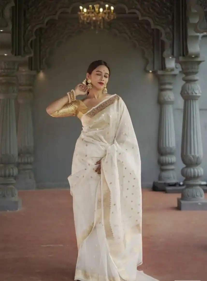 KP 6040 White Soft Lilan Slab Saree with Weaving Work Designer Work. Festive Deal ₹1399. Delivery 4-6 Working Days. Shop now. | Creative Sarees, Embroidered Sarees, Bollywood Sarees, Designer Sarees, Ethnic Saree, Modern Digital sarees, Party Wear Sarees, Sarees