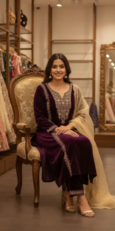 ST 1150 Wine in 9000 Velvet Cut Work & Embroidery Work Salwar Suit . Grab it for ₹1999. Delivery 4-6 Working Days. Shop now. | Casual Suits, Jump Suits, Tops & Bottoms, Track Suits, Trendy Wear, Creative suits, Designer Suits, Palazzo Suits, Party Wear Suits, Patiala Suits, Salwar suit, Straight Suits