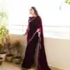 ST 403 Wine in 9000 Velvet Embroidery Work & Lace Work Saree . Introductory Price ₹1999. Delivery 4-6 Working Days. Shop now. | Creative Sarees, Embroidered Sarees, Bollywood Sarees, Designer Sarees, Ethnic Saree, Modern Digital sarees, Party Wear Sarees, Sarees