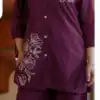 INLI Style-Up Wine Color Cotton Slub Kurti with Embroidery Work. Affordable Price ₹1499. Delivery 4-6 Working Days. Shop now. | Bollywood Kurti, Creative Kurtis, Designer Kurti, Kurti, Party Wear Kurti, Selfie Kurti