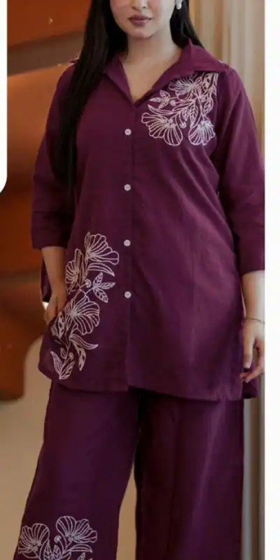 INLI Style-Up Wine Color Cotton Slub Kurti with Embroidery Work. Affordable Price ₹1499. Delivery 4-6 Working Days. Shop now. | Bollywood Kurti, Creative Kurtis, Designer Kurti, Kurti, Party Wear Kurti, Selfie Kurti