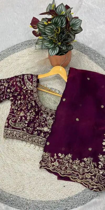 BT 3151 Wine Fandy Satin Silk Saree with Sequins Work & Embroidery Work. Get it for ₹1949. Delivery 4-6 Working Days. Shop now. | Creative Sarees, Embroidered Sarees, Bollywood Sarees, Designer Sarees, Ethnic Saree, Modern Digital sarees, Party Wear Sarees, Sarees